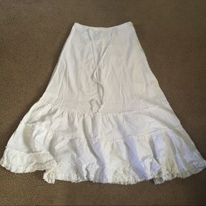 🔴Boho Long White Skirt with Ruffles, Small